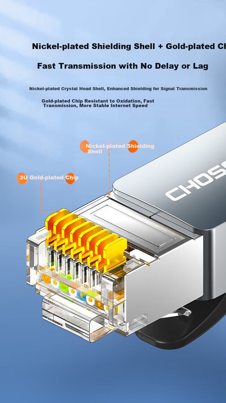 CHOOSEAL (CHOSEAL) Cat7 10 Gigabit Ethernet Cable High-Speed Network Patch Cord CAT7 Computer Network Pre-Made Cable Network Connection Cable Black 3 Meters DH530AT3 4