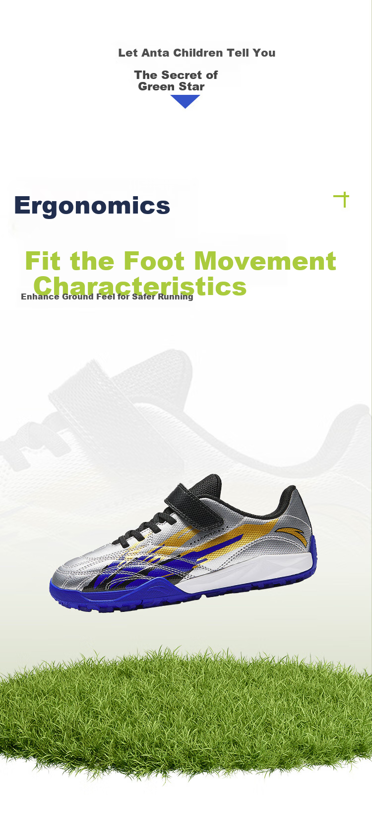 ANTA Children's Sports Shoes for Boys, Autumn Season, Velcro, Molded Studs, Practical Non-Slip Soccer Cleats A12529940J 3