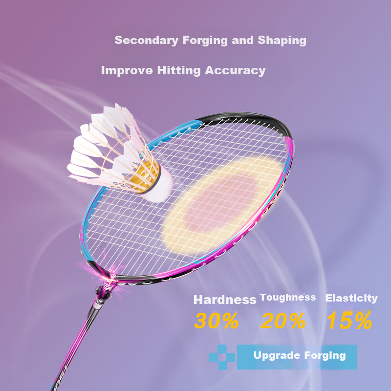 JD Original Kuanglan 80 Badminton Racket, Full Carbon 5U High Tension Single Racket 30 Lbs, Secondary Shaping, Includes 2 Hand Grip Tapes + Racket Case