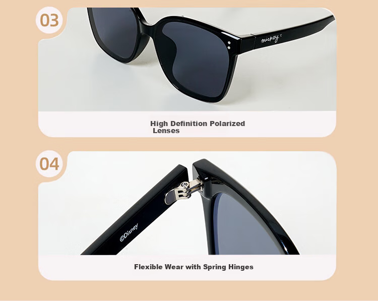 Disney Parent-Child Sunglasses, Classic Square Frame for Men And Women, Large Outdoor Travel UV Protection Glasses 9