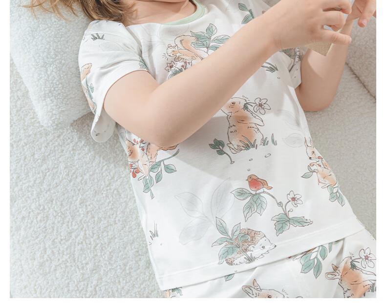 Beitaisi Children's Pajamas, Summer New Style Breathable, Thin Boys' Clothing, Girls' Short-Sleeve Youkesi Home Wear Set 3