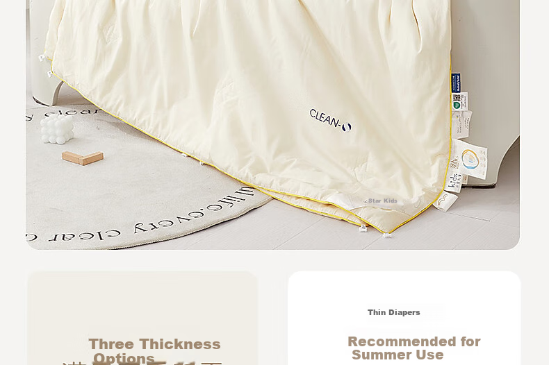 MERCURY Kids Children's Pure Cotton Antibacterial Low-Allergy Silk Two-In Comforter, 120cm×150cm, Natural Bare Cotton, Skin-Friendly Class A 28