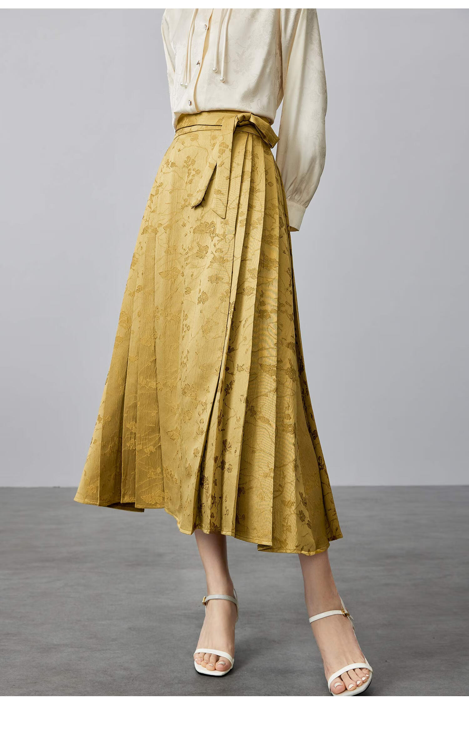 Fan Qin New Chinese Style Jacquard Horse-Face Skirt Spring Loose Half Skirt for Women, Slimming Effect 441Q72650 Antique Bronze Gold 6