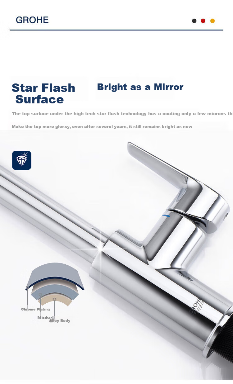GROHE Kitchen Faucet, Rotating Pull-Out Hot And Cold Water, C-Type Pull-Out Faucet, Household Sink Vegetable Washing Faucet 4