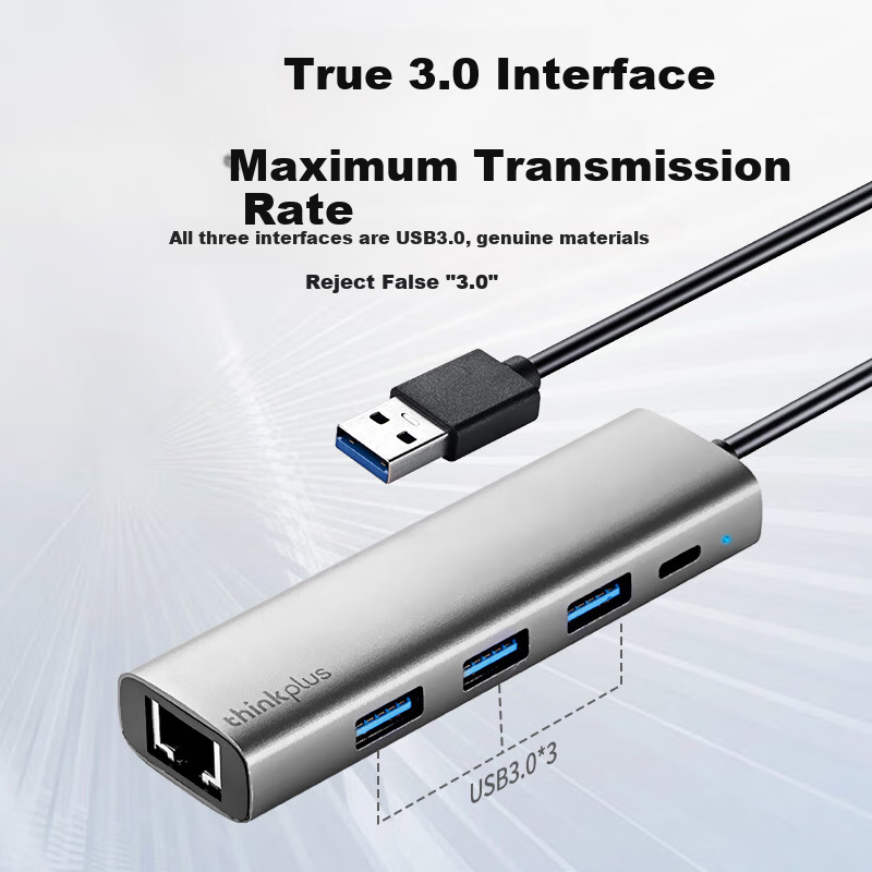 Адаптер-конвертер Lenovo ThinkPad USB в Ethernet RJ45 Gigabit, сетевой порт, USB-хаб, разветвитель, док-станция для ноутбука, удлинительный кабель LRA3