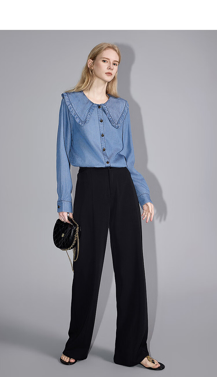 Dme Denim Shirt, Spring And Autumn Turndown Collar Long-Sleeve Shirt, Women's Top 6