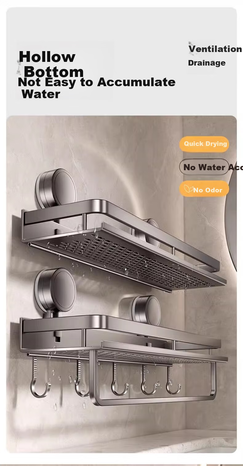 Baihan Bathroom Suction Cup Storage Rack, No Drilling Required, Wall-Mounted Organizer for Bathroom, Toilet Shelf 11