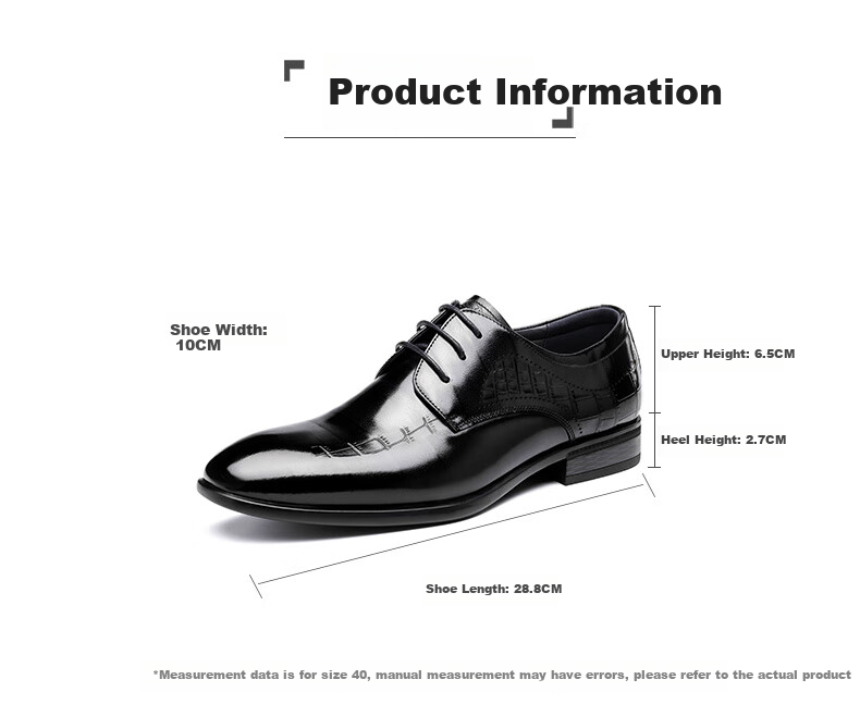 LAORENTOU Men's Leather Shoes, Formal Dress Shoes, Patent Leather Carved Cowhide Business Soft-Soled Wear-Resistant Wedding Groom Shoes, LA89 Black, Size 41 1