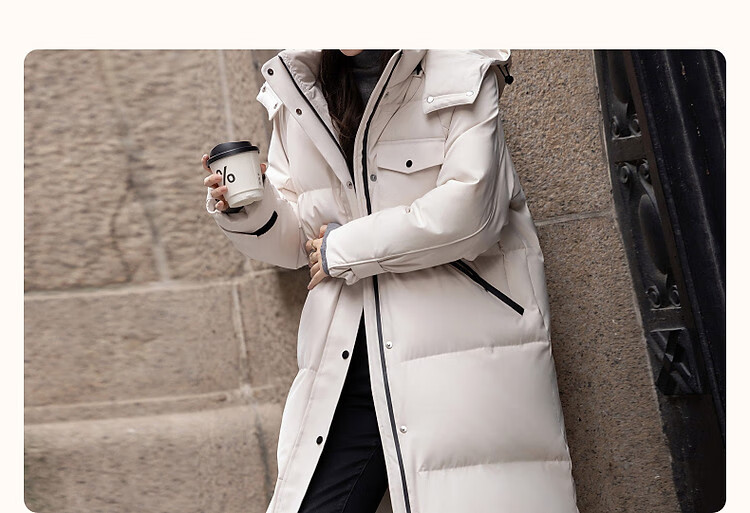 Dme [Nordic Cotton Triple Protection System] Winter Outdoor 90% Duck Down Hooded Long Women's down Jacket, Warm Coat 3