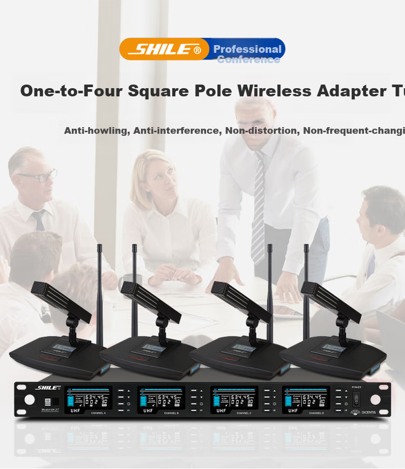 SHILE SH-27 Professional One-To Conference Room Microphone, Wireless Professional U-Segment Conference Table Condenser Microphone with Square Pole And Short Tube 1