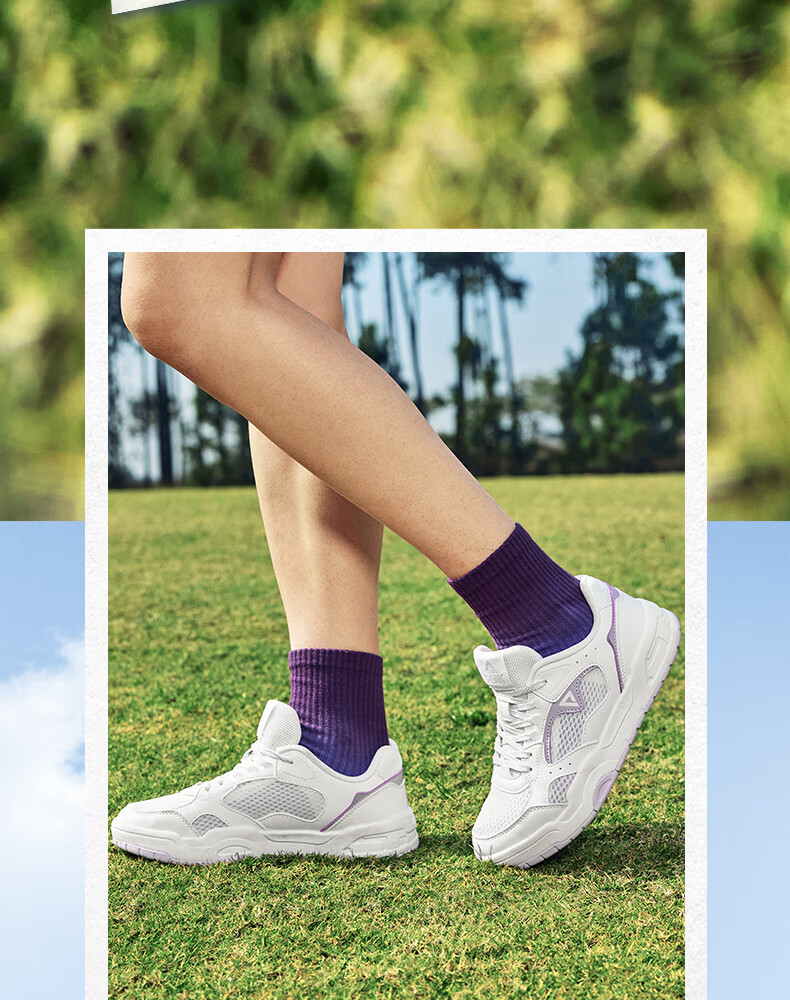 PEAK Taiji White Sneakers for Women, Summer Mesh Breathable Wear-Resistant Versatile Casual Shoes, Thick-Soled Height-Increasing Sports Shoes DB520118 5