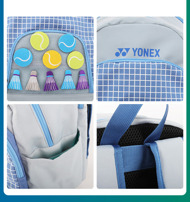 YONEX Badminton Bag, Youth And Children's Fashionable Velcro Backpack, BA299CR, Sky Blue 4