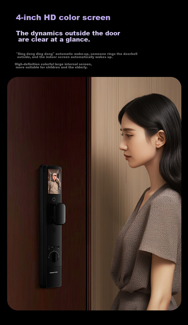 KAADAS Smart Door Lock, Dual-Camera Facial Recognition with Visual Peephole And Large Screen Fingerprint Lock, P30 Pro Max Dual-Camera AI Versio 7
