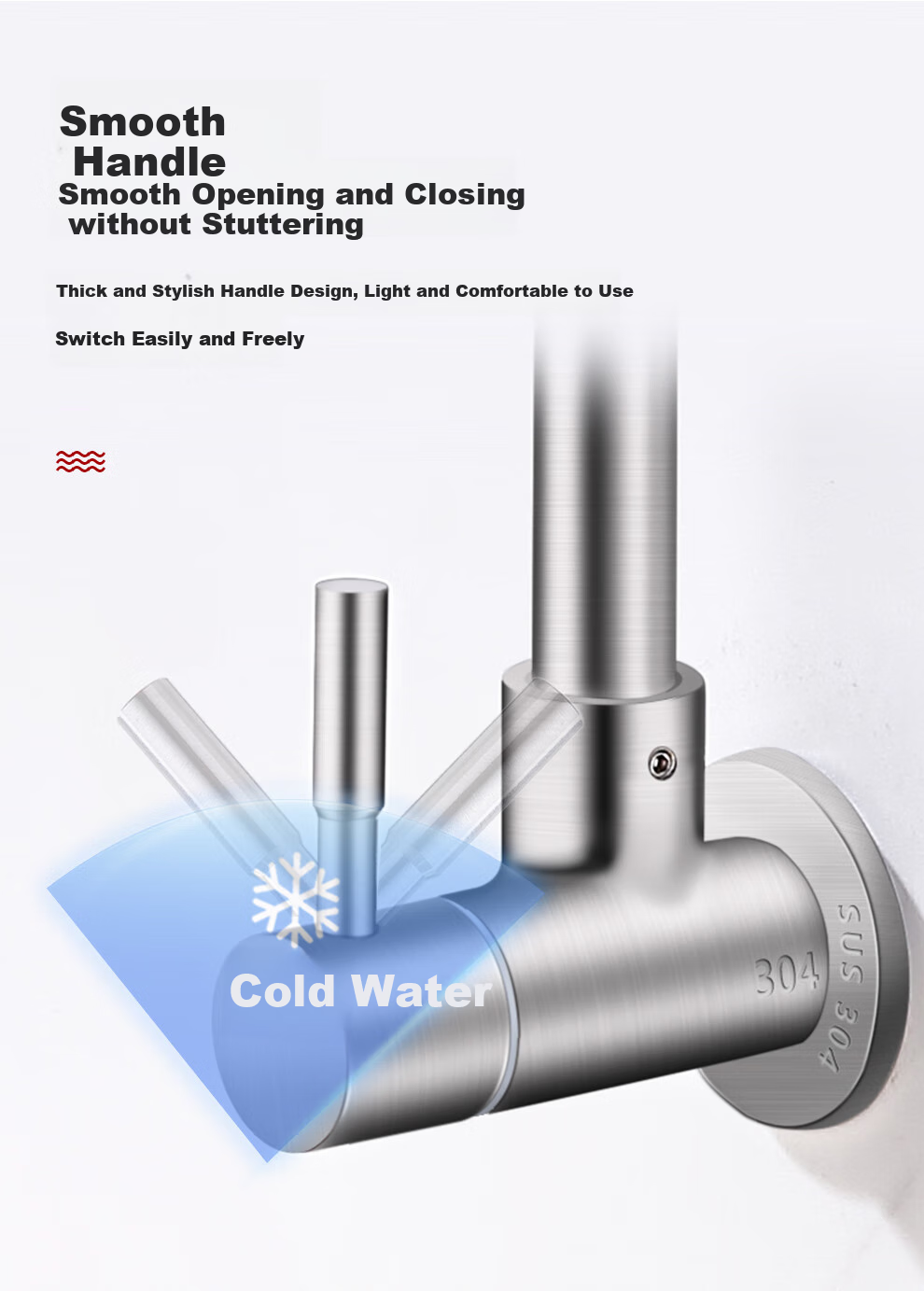 CVBAB 304 Stainless Steel Kitchen Faucet, Laundry Sink Tap, Quick-Open Single Cold Wall-Mounted Faucet CV1775 13