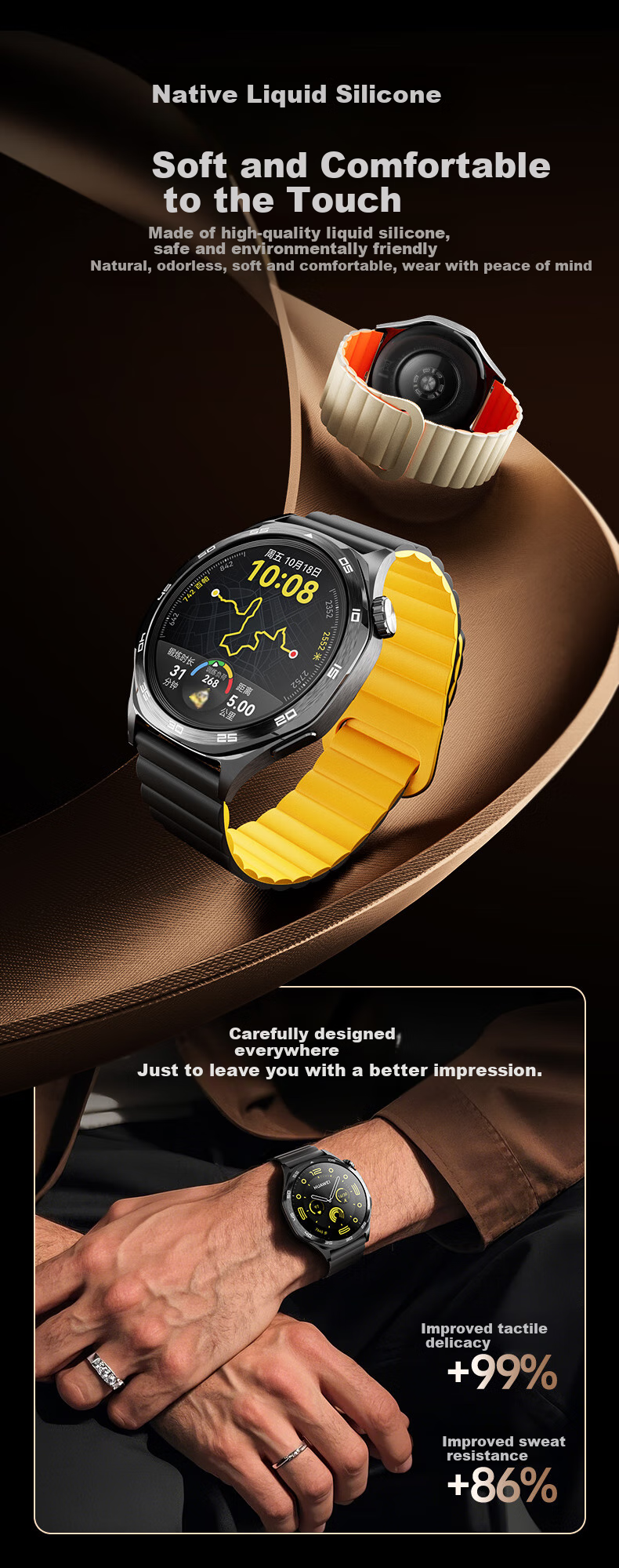 CangHua Compatible with Huawei Watch Bands, Silicone Magnetic Strap for Watch5/watch4Pro/3/GT6/GT6Pro/GT5/GT4/GT3Pro/GT2, Loop Style, Suitable for Men And Wome 2