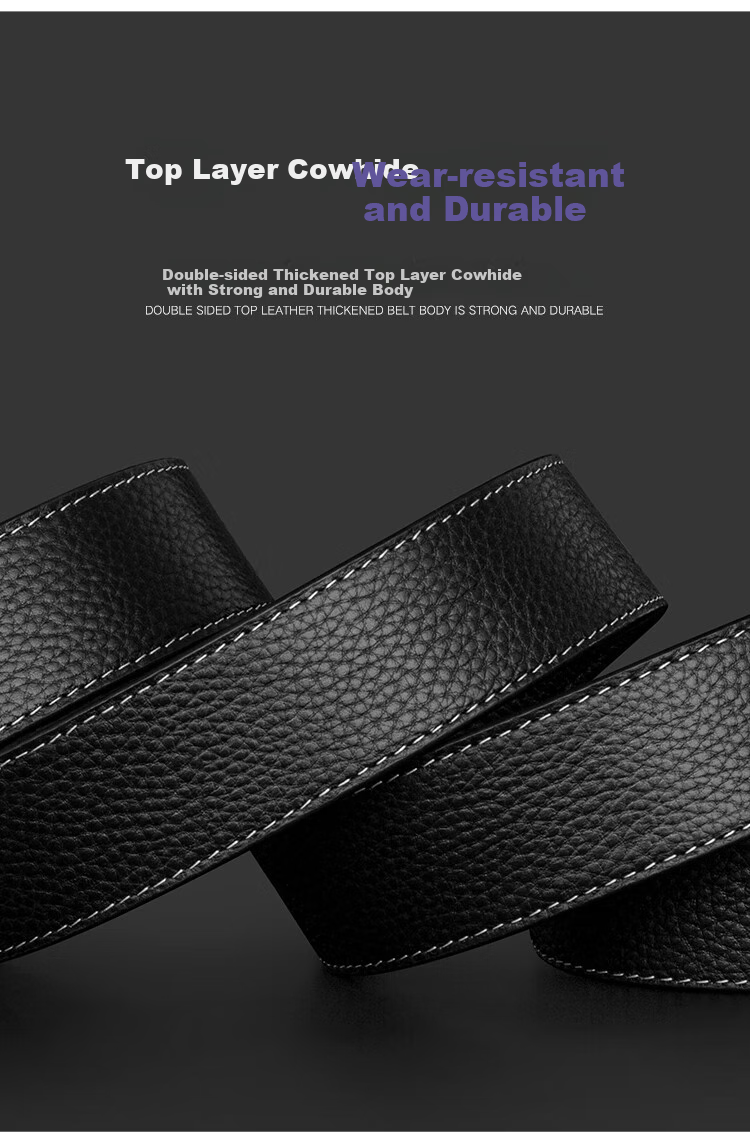 COW Men's Automatic Buckle Belt, Top-Grain Leather Waistband for Young And Middle-Aged Men, Genuine Leather Business Belt, Gift 910 4