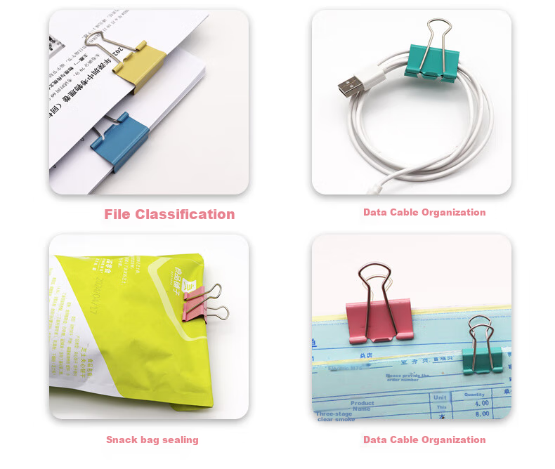 LISON 19mm Colorful Binder Clips, Metal Paper Clips, Four Colors, 40 Pieces, Office Stationery, Clips 75 Sheets of Paper, Bill Clips, Receipt Clips, File Clips 13