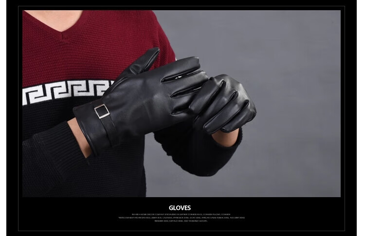 Adandyish Men's PU Full Palm 360° Touchscreen Gloves Autumn Winter Windproof Warm Cycling Gloves with Triple Rib Design 8