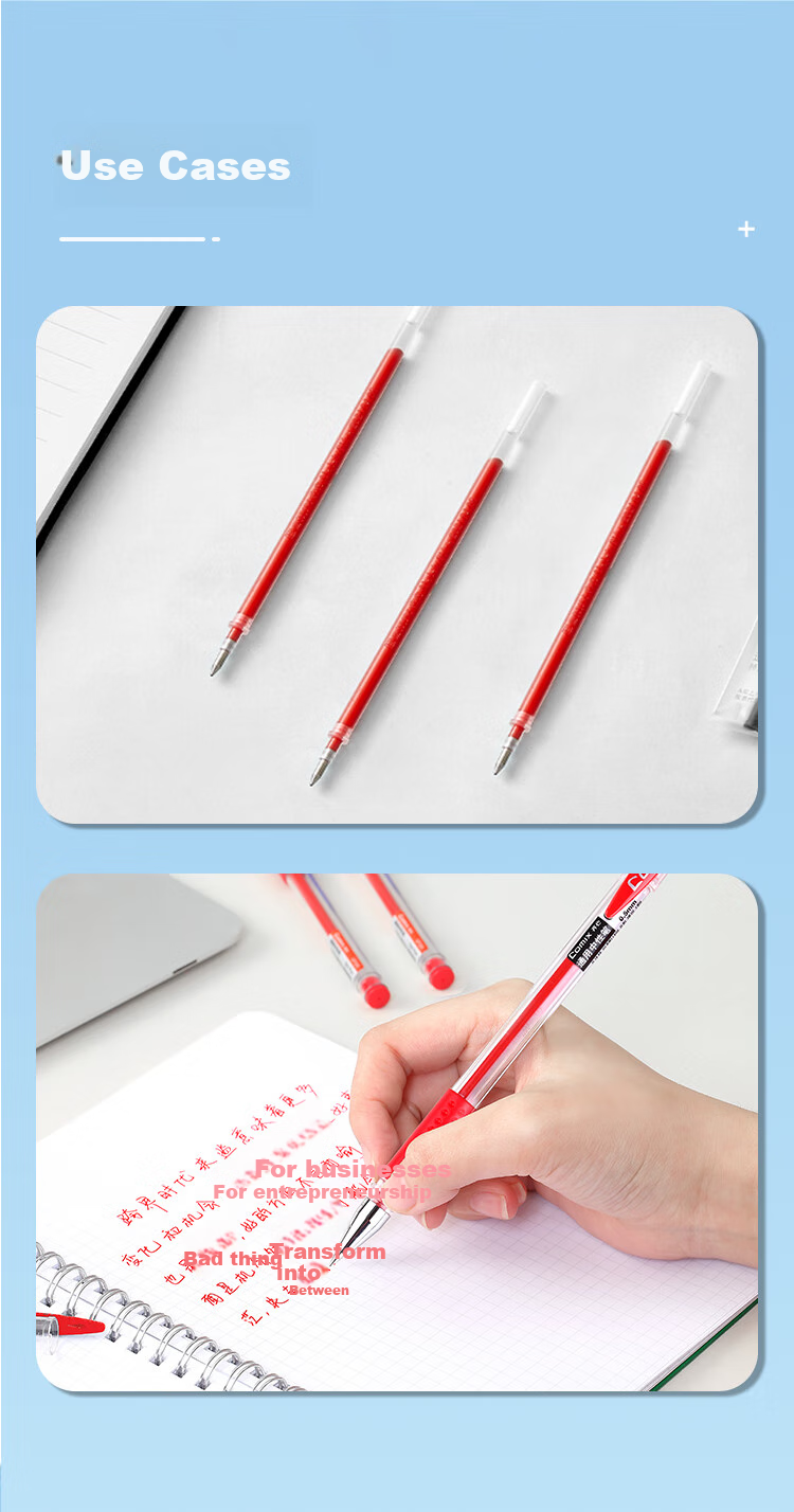 COMIX Universal Neutral Pen Refill Cap, 0.5mm/20 Pieces, R980, Red 6