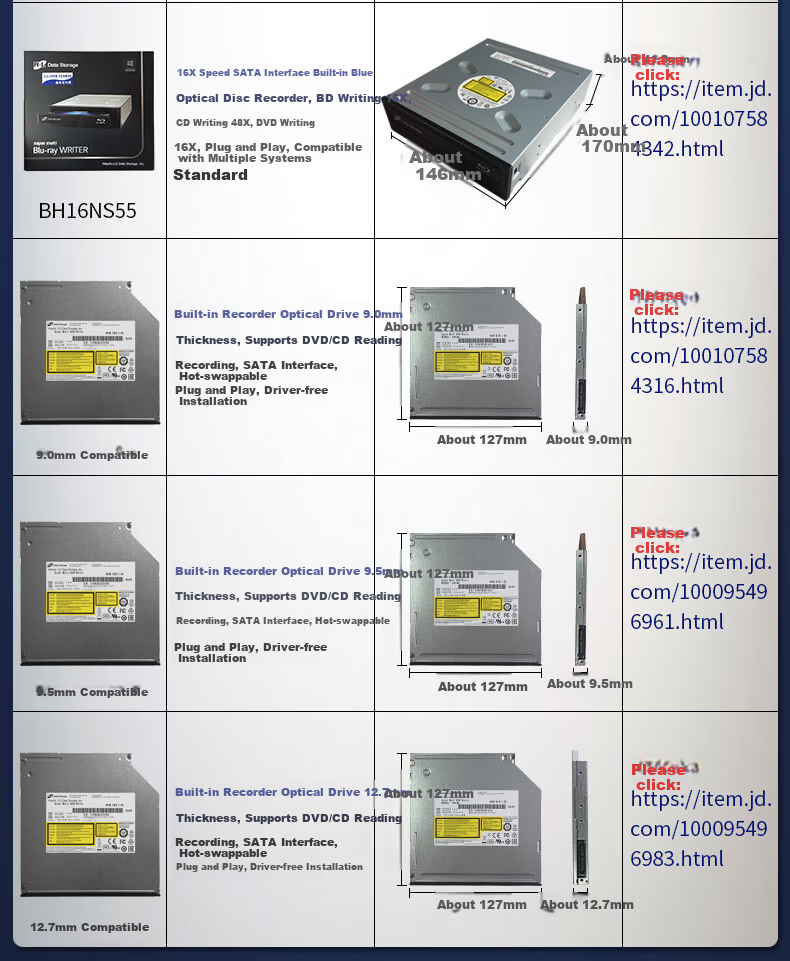 H·L Data Storage Hitachi-LG Optical Storage, Laptop Burner Chip, 9.0mm Thickness, SATA Interface, GUE1N 2