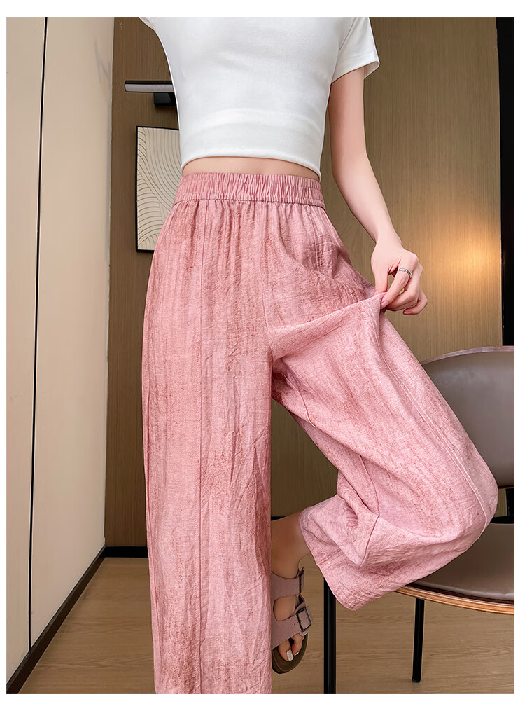 LangSha Linen Curved Knife Pants for Women, Summer 2025 New Style, High-Waisted Slimming Loose-Fit Nine-Tenths Casual Pants for Mothers 19
