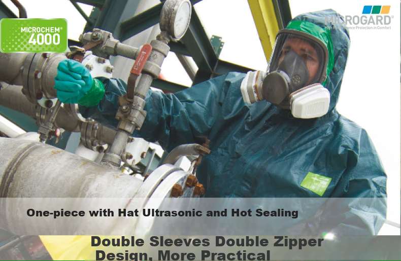 ALPHATEC 4000 Heavy-Duty Chemical Protective Suit, Acid And Alkali Resistant, Anti-Toxic And Liquid Resistant, AN Hazardous Chemicals, 4000 Full-Body Protective Suit, Size 3XL 3