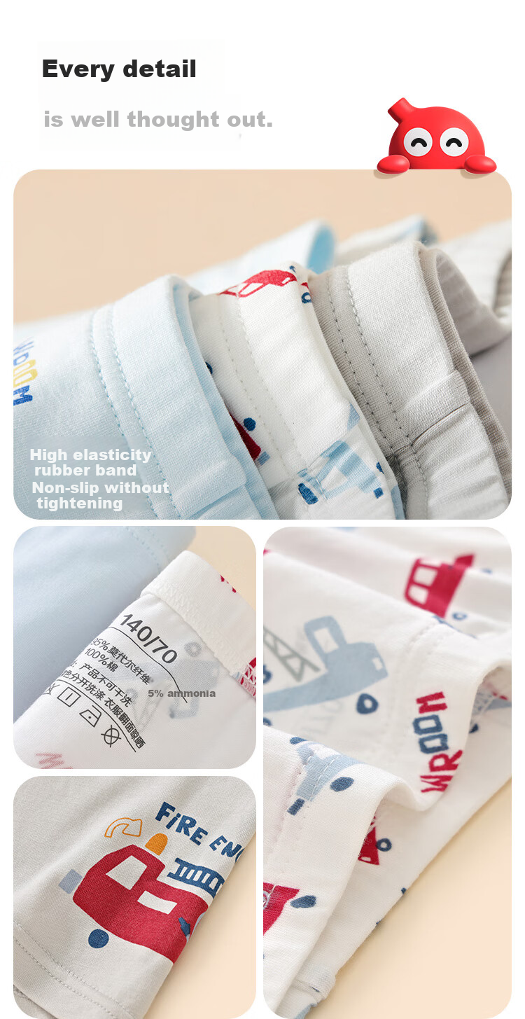 Hodo Children's Underwear, Boys And Girls Mid to Big Kids Boxer Briefs, Modal Antibacterial Comfortable Pants, 3 Pairs 4025 Combination 165 13