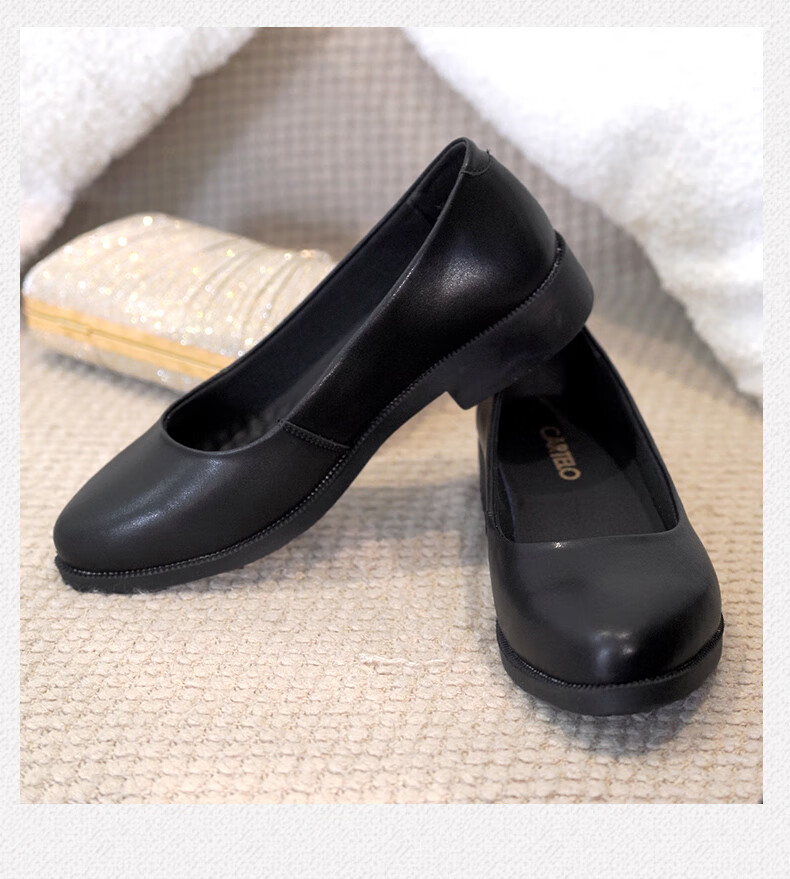CARTELO Professional Black Work Shoes, Comfortable Leather Shoes for Women, Single Shoes KDLDX-9577 Black Size 35 19