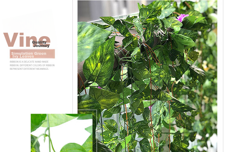 Shengshitaibao Artificial Grape Vine Leaves Plastic Flower Vine Green Plant Hanging Vine Air Conditioning Duct Living Room Decoration, 66 Leaves, 2 Pieces Set 3