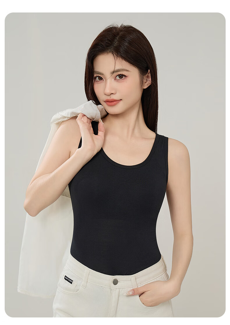 Seamless U-Neck Tank Top for Women Summer No-Bra Slim Fit Skin-Friendly Solid Color Sleeveless T-Shirt 18
