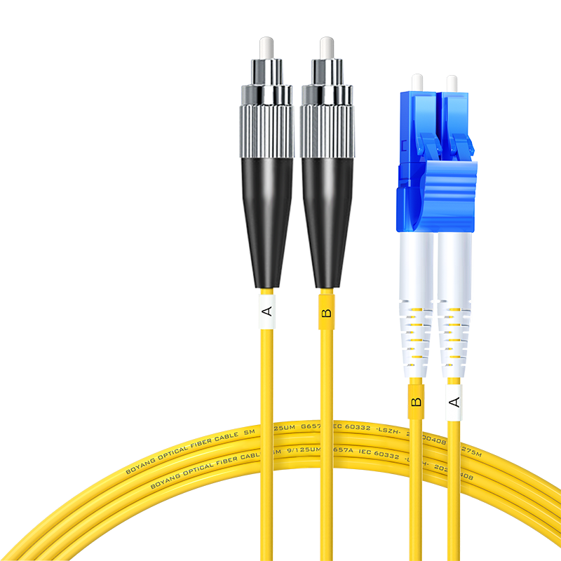 BOYANG Telecom-Grade Fiber Optic Patch Cable FC-LC (UPC), 5 Meters, Single-Mode Duplex Pigtail, Φ2.0 Flame-Retardant Low-Smoke Zero-Halogen Fiber Optic Cable, BY-5532S