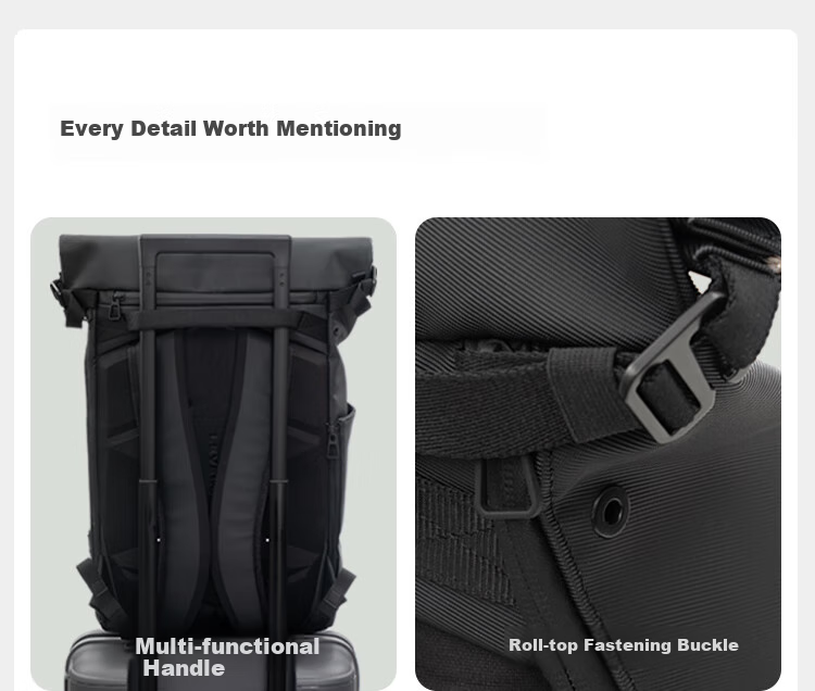 LEVEL8 Natural Square Men's Backpack, 16-Inch Laptop Bag, Commuter Zipper Large Capacity Schoolbag, Business Travel Backpack 11