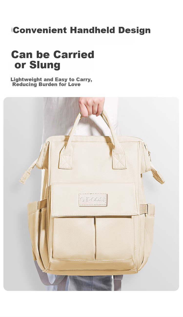 Aibaoshi Mommy Bag Backpack Multifunctional Breast Milk Bag Large Capacity Lightweight Outdoor Maternity Bag Dad Bag Khaki Fabric M400 8