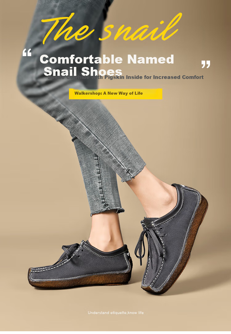 Walker Shop Aokasuo Women's Walking Shoes, Flat Leather Loafers, Comfortable Mom Casual Peas Shoes M012001 1