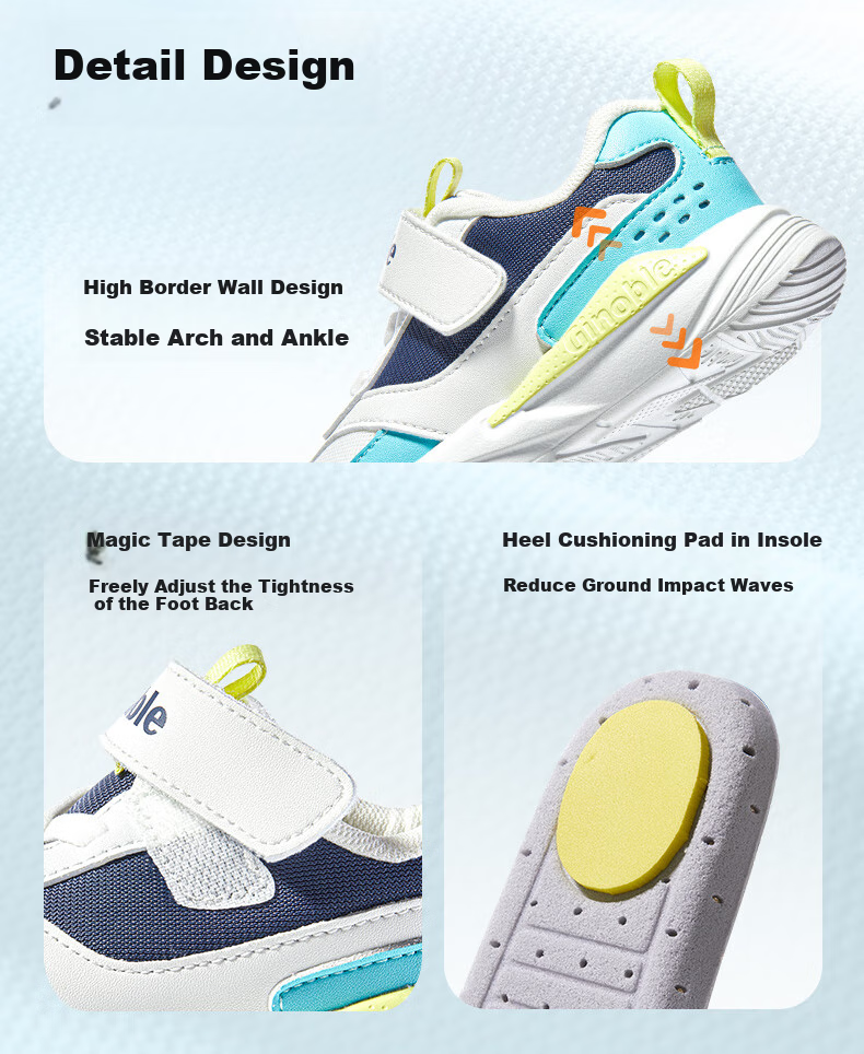Ginoble Toddler Shoes for 18 Months to 5 Years Old Boys And Girls, Retro Trendy Children's Shoes, Spring 2025 GW1696 Bright White/Night Shadow Blue 11