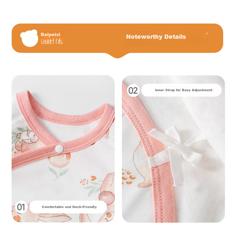 Beitaisi Baby Clothes, Spring And Summer Long-Sleeve Bodysuit, Newborn Infant Belly Protection Clothing, Small Age Pure Cotton Onesie 18