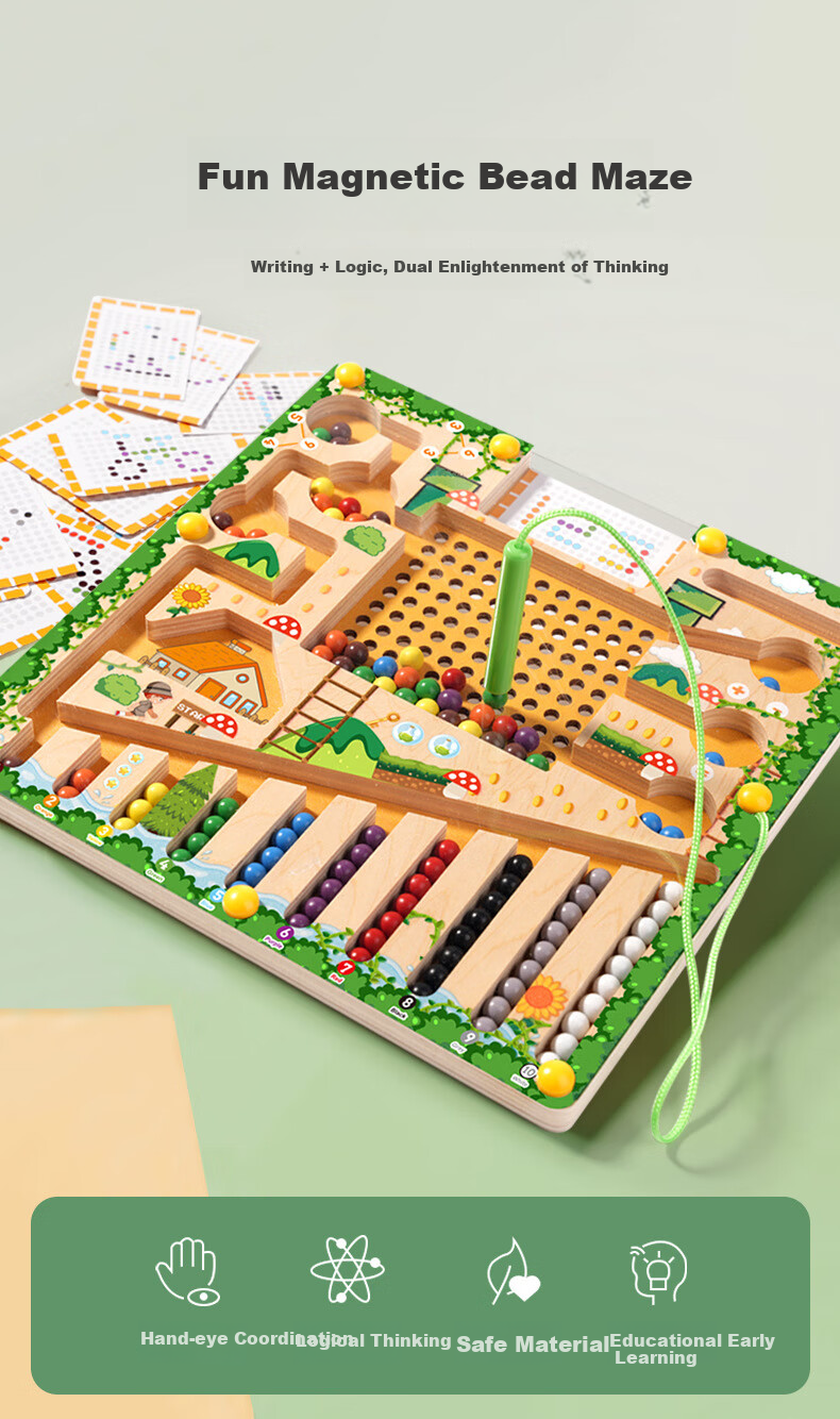 Lankupa Children's Educational Magnetic Bead Maze Writing Practice Toy for Focus Training, Gift for Boys And Girls Aged 3-6 1