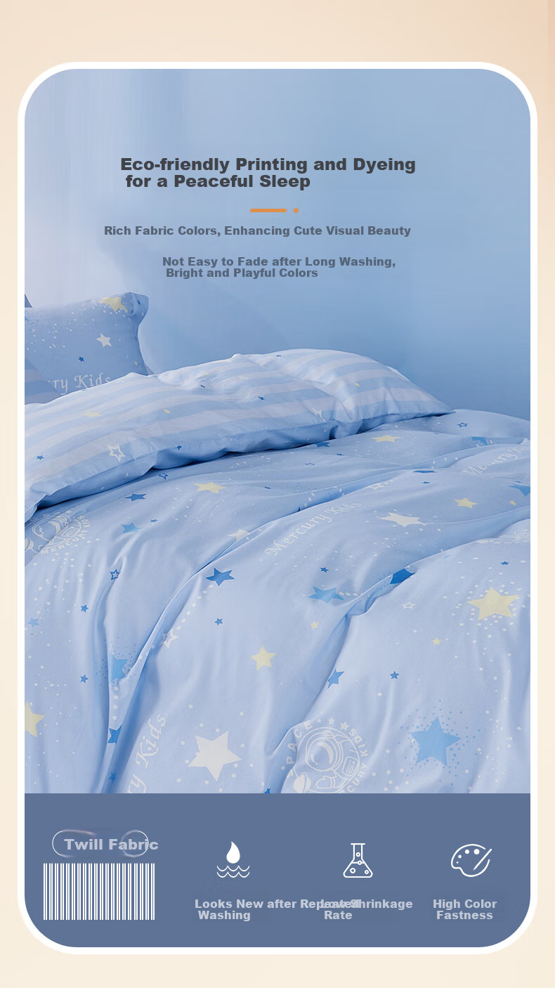 MERCURY Kids Cotton Duvet Cover, 100% Pure Cotton Class A Quilted Bedding, Antibacterial Single Piece Bedding for Double Bed, 220x240cm 8
