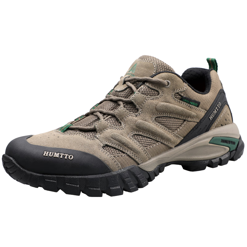 HUMTTO Outdoor Non-Slip Hiking Shoes, All-Season Low-Top Breathable Shock-Absorbing Casual Trekking Shoes for Men, Size 41, Khaki