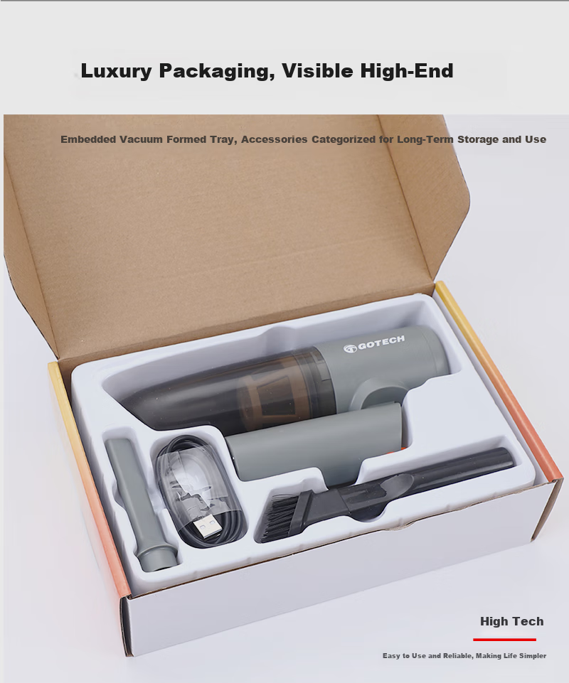 Gaotaike Brushless Car Vacuum Cleaner with Strong Suction, Handheld Vacuum for Car And Desktop Use, Pet Hair Vacuum Cleaner, Prize Gift, Elegant Gray 8