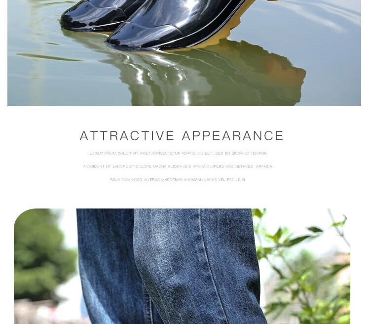 Huili Rain Boots for Men, Waterproof Outdoor Wear-Resistant Rubber Shoes, Non-Slip Rain Boots, Overshoes HL862755 High-Top Black Size 43 18