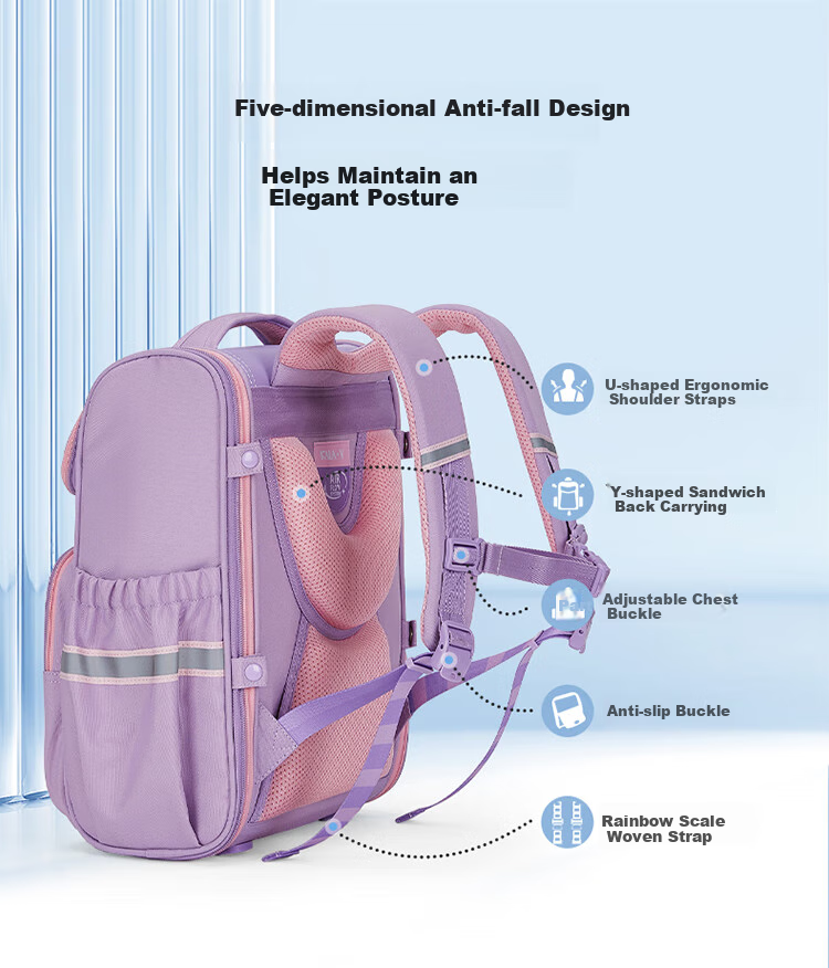 KALA·Y Backpack for Primary School Boys And Girls Grades 4-6, Children's Lightweight Double Shoulder Bag CX2670 Meilade Brow 4