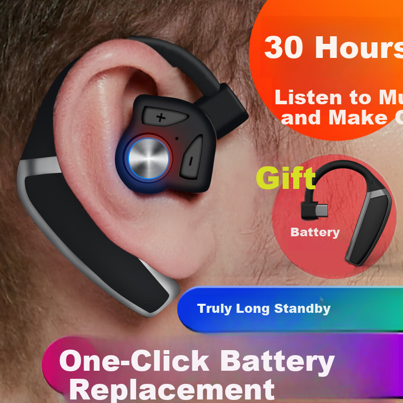 Guiyin B1 Wireless Bluetooth Headphones, New Over-Ear Design with Noise Cancellation, Dual Replaceable Batteries, In-Ear Style with Long Standby Time, Suitable for Running, Compatible with Huawei, Apple, OPPO, Xiaomi, Vivo