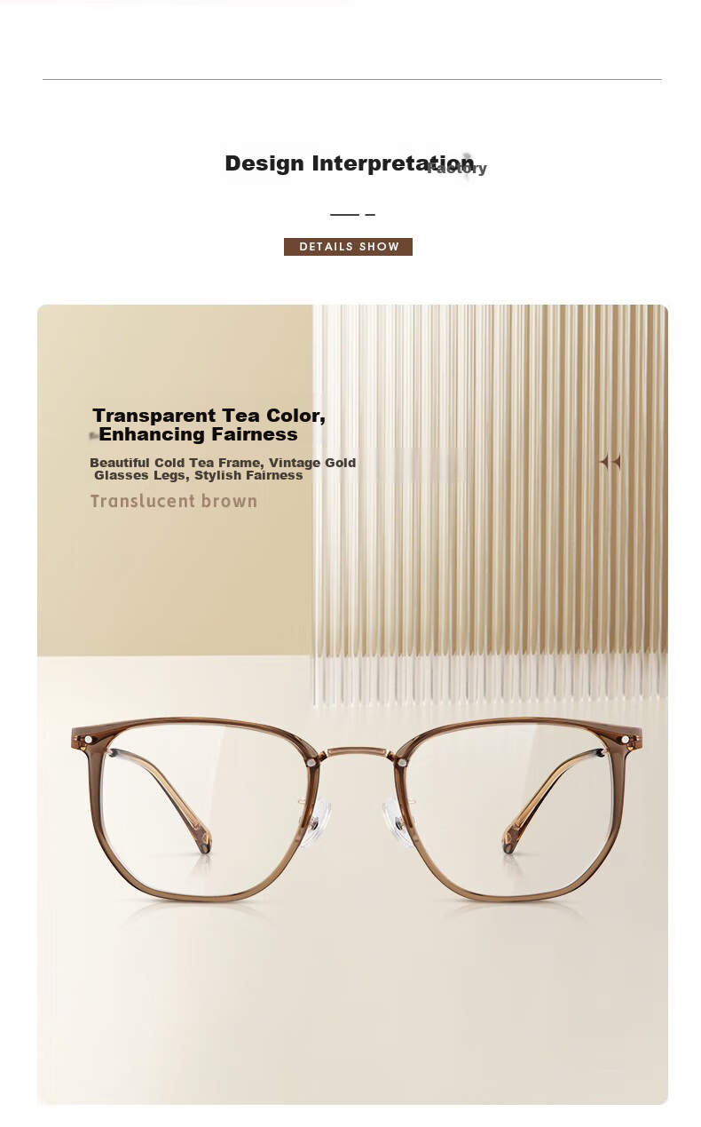 HELEN KELLER Myopia Alloy Eyeglass Frames, Brightening Effect, High Aesthetic Value, Photo-Friendly, Face-Slimming, Small Square Frame, H9604C5, Brown Color 2