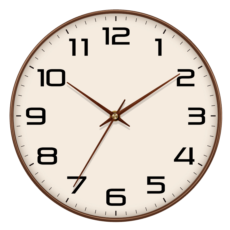 JD Jingzao Wooden Series Wall Clock Large Scale Electronic Wall Clock Living Room 35cm Mocha Brown