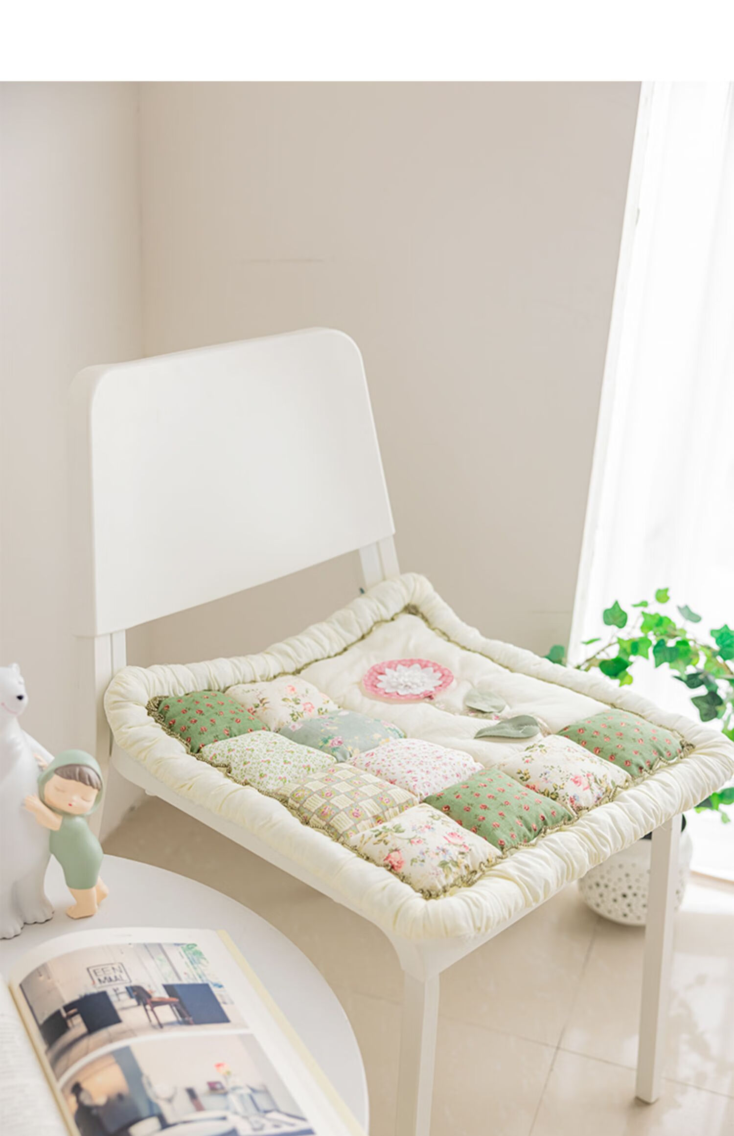 Fanyejia Car Seat Cushion, Winter Chair Seat Cover, Home Use, Warm, Non-Slip, Floral Fabric, Steamed Bun Pattern, Office Seat Cushio 3