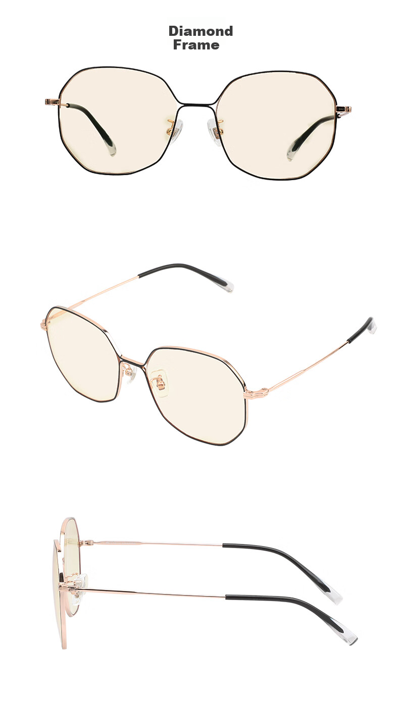 Blutech American Imported Lenses, Radiation-Proof And Blue Light Blocking Glasses, Lightweight Large Frame Glasses for Women And Men, Bare-Faced Glasses, 1807 4