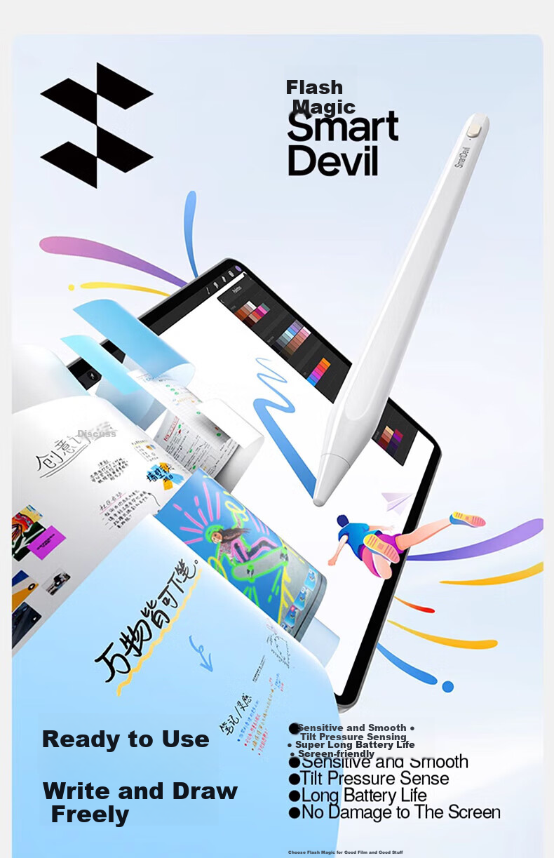 Shanmo Capacitive Stylus Compatible with IPad 2026 Pro/Air/Mini, Apple Pencil Alternative, Second-Generation Anti-Mistouch Writing And Touch Pen with Light Display on Body 2