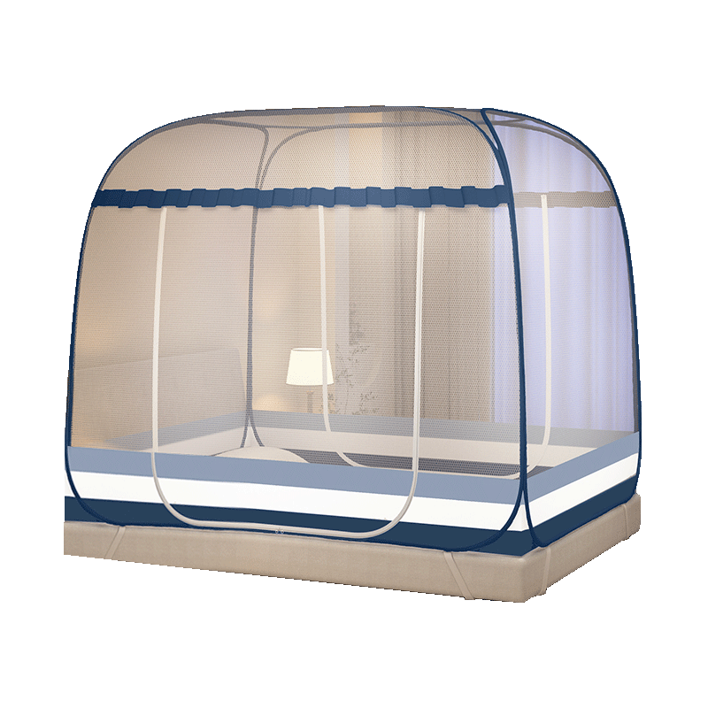 MUJI No-Installation Mosquito Net A-Class Foldable Household Mongolian Tent Mosquito Net for 1.8x2m Bed [Dense Mesh]