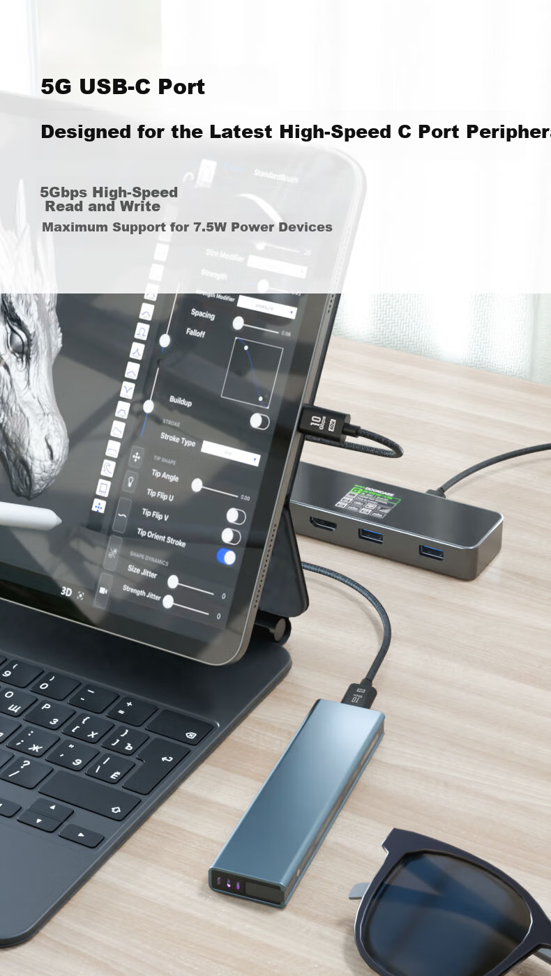 DOCKCASE Multi-Case Intelligent Visual Type-C Expansion Dock, 6-In Gigabit Ethernet Port HDMI Screen Mirroring Adapter, 4K60Hz Desktop Expansion Dock, USB-C Compatible with Apple Macbook 5